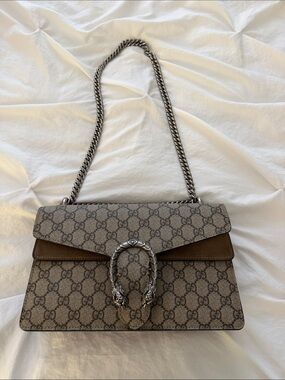 Gucci Beige Brown GG Supreme Dionysus Shoulder Bag